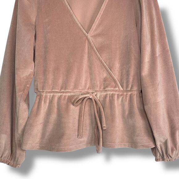 Madewell Corduroy Tie-Front Faux-Wrap Top Long Sleeve Size Medium - Picture 3 of 8